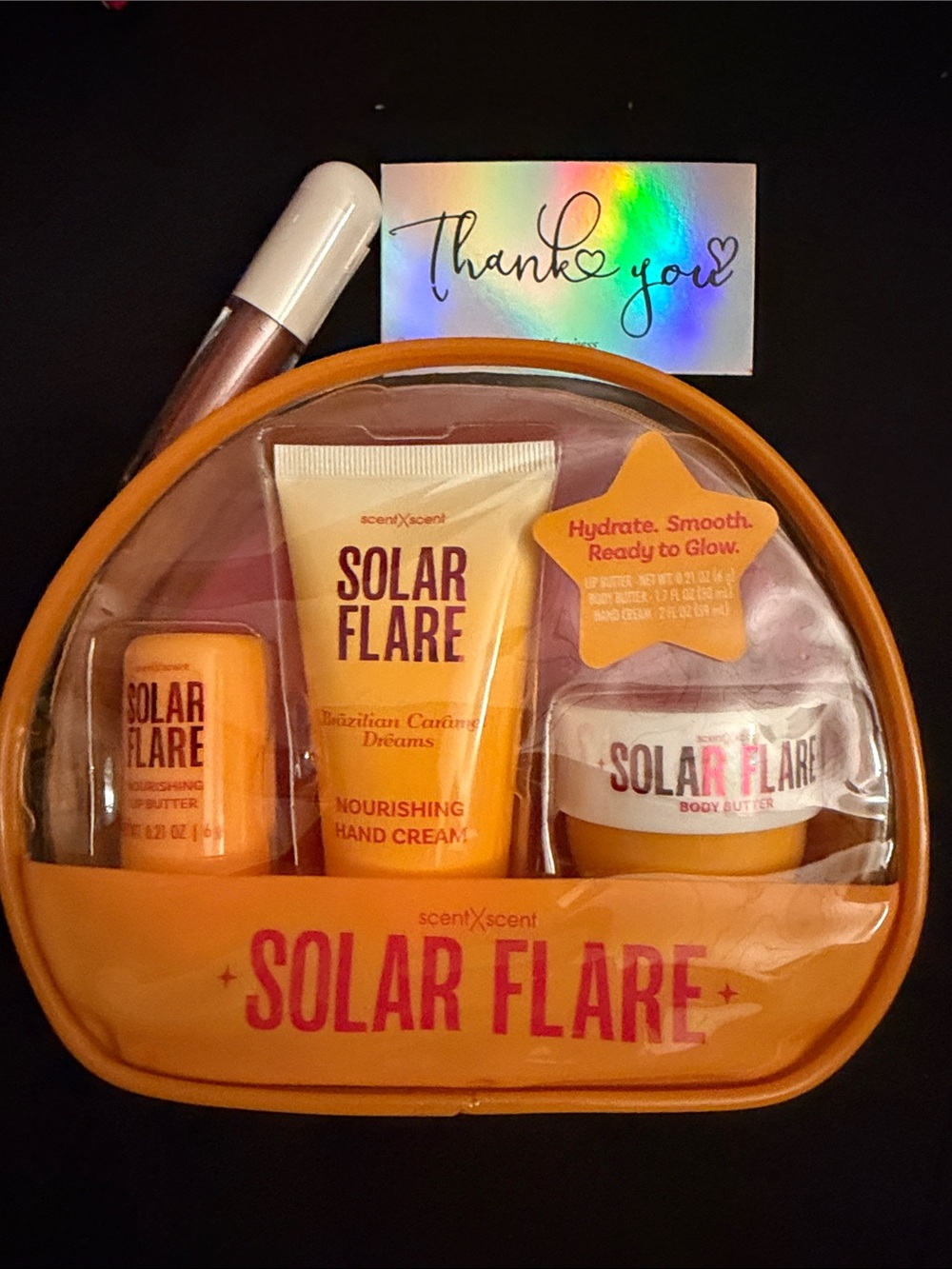 Solar Flare Nourishing Hand Cream & Body Butter Set - Orange +Free Gloss